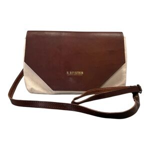Brown and Cream Women's Bag